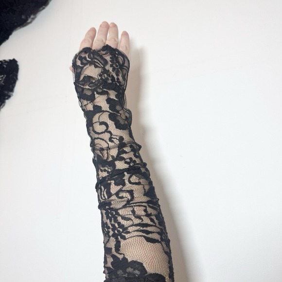 Vtg Fredericks Hollywood Black Lace Formal Dress 7/8 Gothic Victorian Ren Prom - Picture 7 of 16